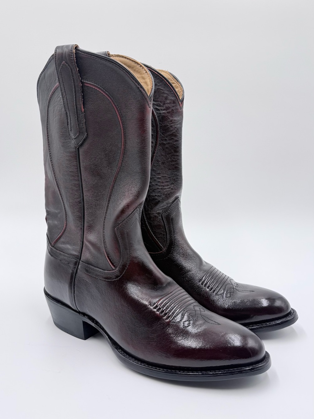 Men's Western Leather Cowboy Boots in Dark Brown